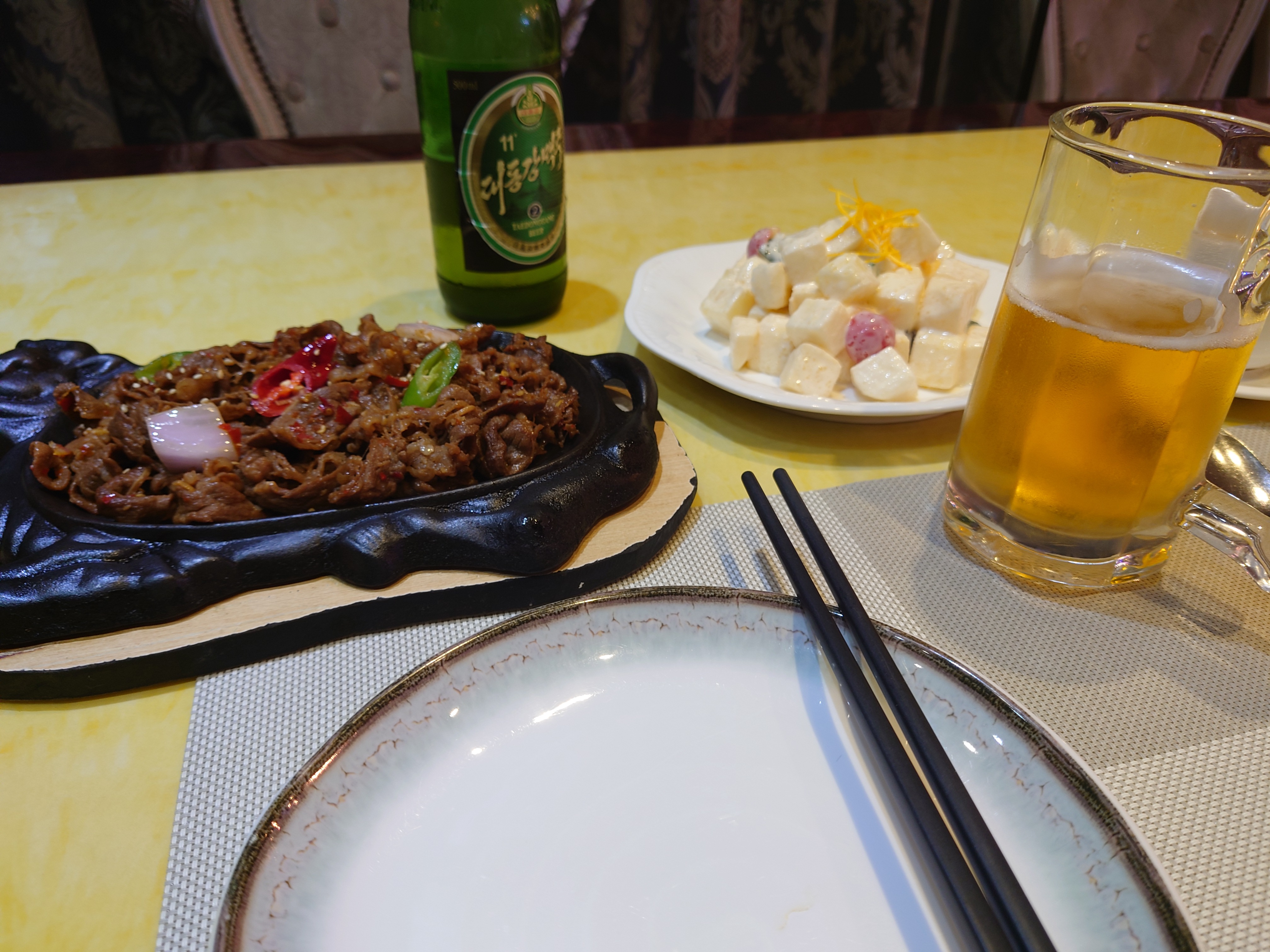 Korean Barbecue with beer